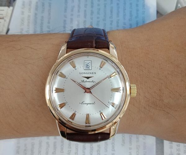 台中當舖流當品 收藏品 原裝 LONGINES 浪琴 18K金 狗頭印記 自動 男錶 9成新 喜歡價可議 KR019