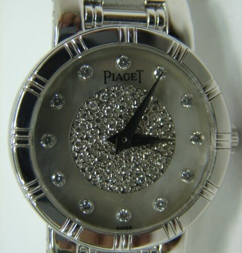 台中流當精品錶拍賣 原裝 PIAGET伯爵 DANCER 貝殼小滿天星石英 18K金 女錶 特價出清 PR102