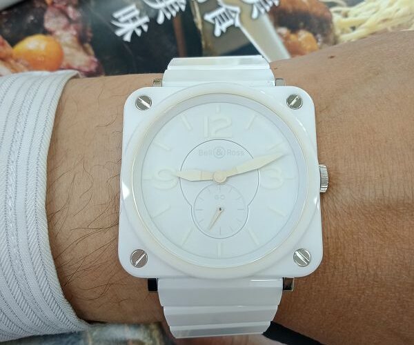 台中流當二手錶拍賣 原裝 BELL&ROSS BRS-98 陶瓷 石英 女錶 9成5新 喜歡價可議 KR047